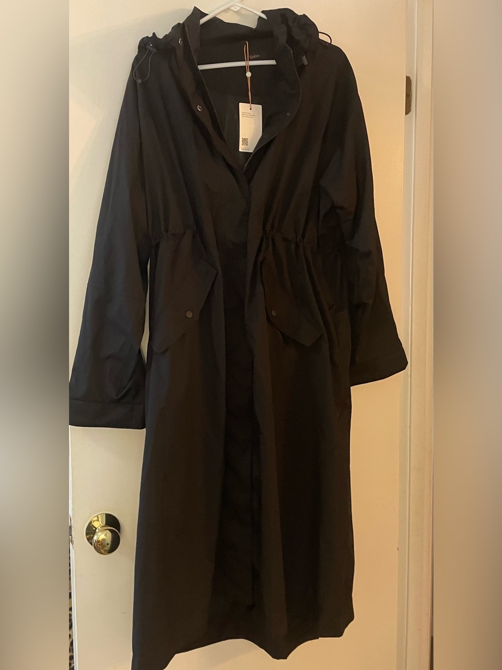 Quince Weatherproof Rain Trench Coat in True Black L - Picture 6 of 9